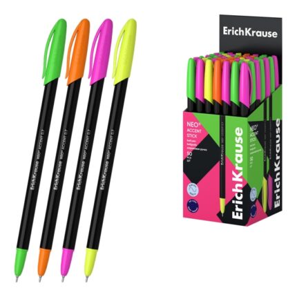 ErichKrause Neo Stick Accent Penna a sfera con cappuccio - Modelli assortiti - Spessore tratto 0