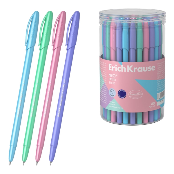 ErichKrause Neo Stick Pastel Penna a sfera con cappuccio - Modelli assortiti - Spessore tratto 0
