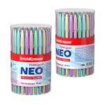 ErichKrause Neo Stick Pastel Penna a sfera con cappuccio - Modelli assortiti - Spessore tratto 0,26 mm - Inchiostro a bassa viscosità - Colore blu - immagine 5