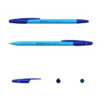 ErichKrause R-301 Stick Neon Penna a sfera con cappuccio - Modelli assortiti - Tratto da 0,5 mm - Inchiostro ad asciugatura rapida - Cappuccio ventilato - Colore blu - immagine 3