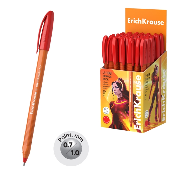 ErichKrause U-108 Stick Orange Penna a sfera con cappuccio - Punta da 0