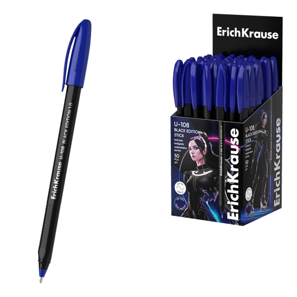 ErichKrause U-108 Stick Black Edition Penna a sfera con cappuccio - Punta da 1 ErichKrause U-108 Stick Black Edition Penna a sfera con cappuccio - Punta da 1