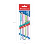 ErichKrause R-301 Stick and Grip Spring Pack da 4 penne con cappuccio - Modelli assortiti - Tratto da 0,35 mm - Impugnatura in gomma - Colore blu - immagine 4