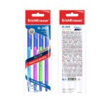 ErichKrause R-301 Stick and Grip Neon, confezione da 4 penne a sfera con cappuccio - Modelli assortiti - Tratto da 0,5 mm - Impugnatura in gomma - Inchiostro ad asciugatura rapida - Cappuccio ventilato - Colore blu - immagine 5