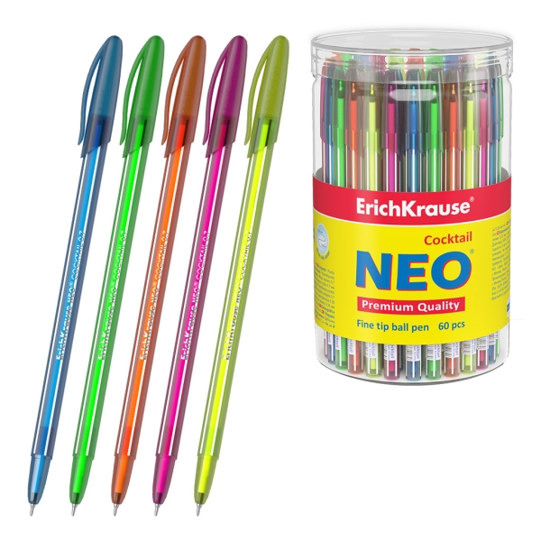 ErichKrause Neo Stick Cocktail Penna a sfera con cappuccio - Modelli assortiti - Tratto 0