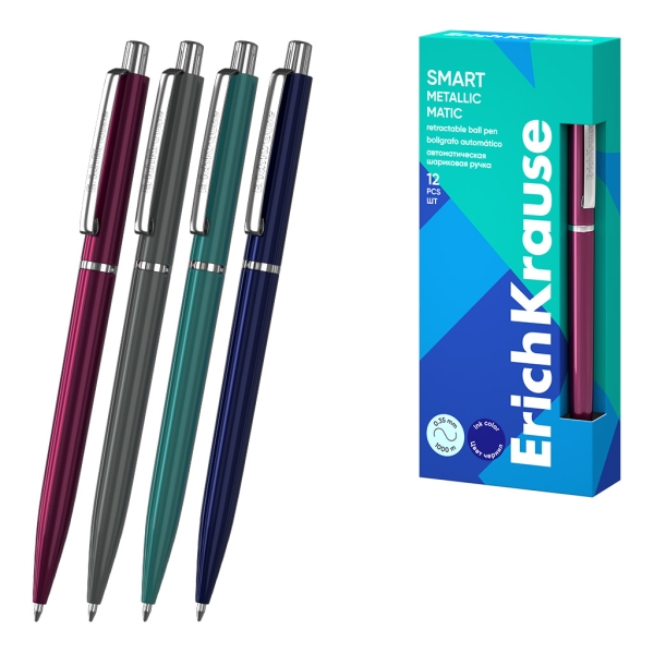 ErichKrause Smart Matic Metallic Penna a sfera a scatto - Modelli assortiti - Spessore tratto 0
