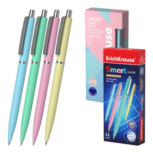 ErichKrause Smart Matic Pastel Penna a sfera a scatto - Modelli assortiti - Spessore 0