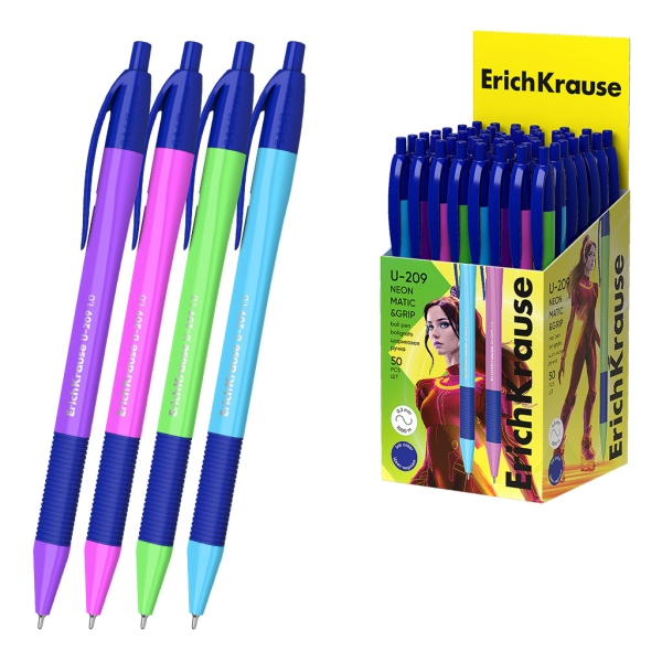 ErichKrause U-209 Matic and Grip Neon Penna a sfera a scatto - Modelli assortiti - Tratto 0