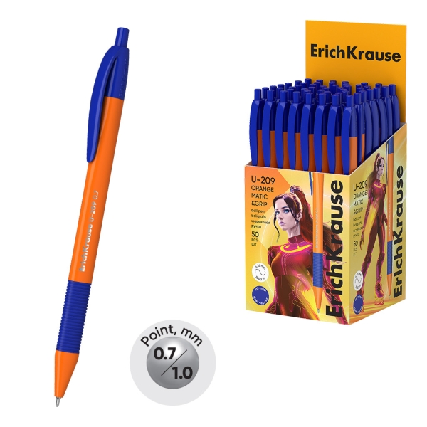 ErichKrause U-209 Matic and Grip Orange Penna a sfera retrattile - Punta da 0