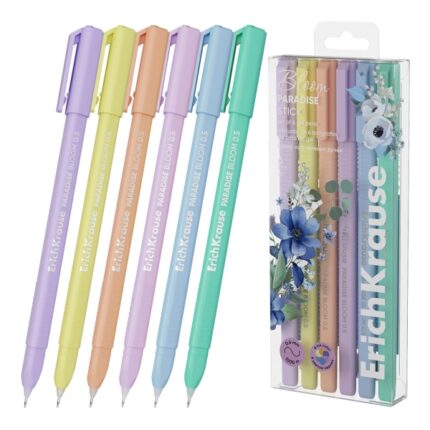 ErichKrause Paradise Stick Pastel Bloom Confezione da 6 penne con cappuccio - Punta da 0