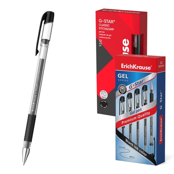 ErichKrause G-Star Stick and Grip Classic Penna a sfera con cappuccio - Punta da 0