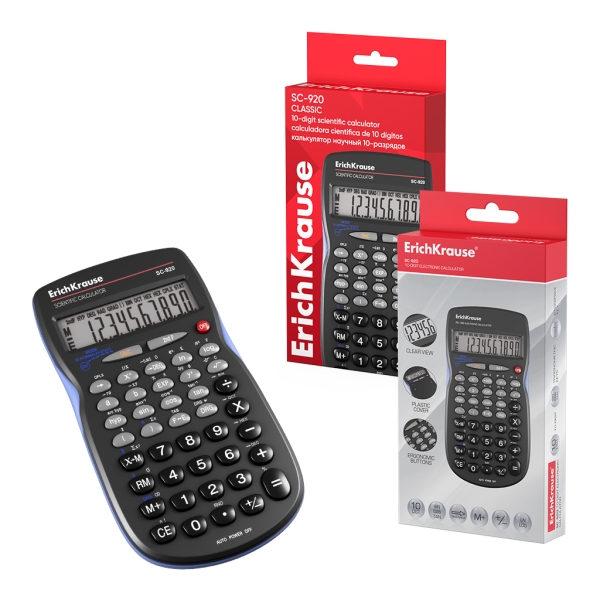 Calcolatrice scientifica ErichKrause SC-920 Classic - Display LCD a 10 cifre - 56 funzioni - Spegnimento automatico - Colore: nero