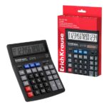 ErichKrause DC-777-12N Classic Calcolatrice da tavolo - Display LCD a 12 cifre - Spegnimento automatico - Alimentazione solare - Colore: nero
