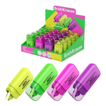 ErichKrause JOY Espositore con 20 nastri correttori - Larghezza 5 mm - 6 metri lineari - Utilizzo ambidestro - Colori assortiti