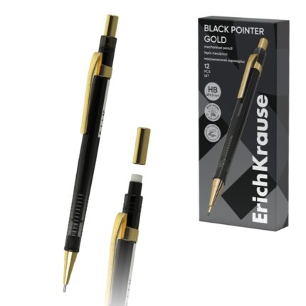 ErichKrause Black Pointer Gold Portaminas - Mina HB da 0