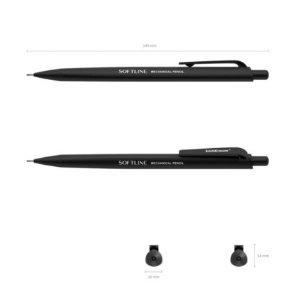 9 mm - Gomma integrata - Corpo triangolare con rivestimento morbido - Ergonomico - Colore nero