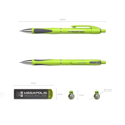 7 mm - 20 mine di ricambio - Impugnatura in gomma - Ergonomica - Colore verde