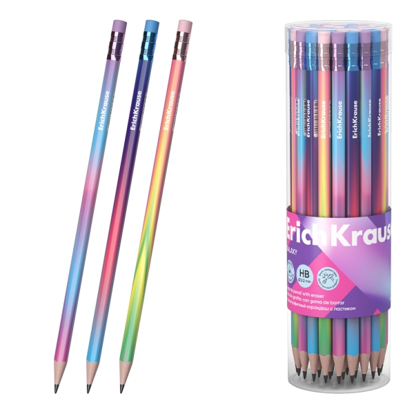 ErichKrause Galaxy Matita di grafite con gomma - Miniera HB - Corpo triangolare - Plastica - Impugnatura ergonomica - Facili da sfumare - Colori assortiti ErichKrause Galaxy Matita di grafite con gomma - Miniera HB - Corpo triangolare - Plastica - Impugnatura ergonomica - Facili da sfumare - Colori assortiti