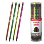 ErichKrause VIVO Matita al grafite con gomma - Mina HB - Corpo triangolare - Facile da temperare - Impugnatura ergonomica - Colori assortiti