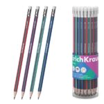 ErichKrause Sonata Matita al grafite con gomma - Miniera HB - Corpo triangolare - Facile da temperare - Impugnatura ergonomica - Colori assortiti