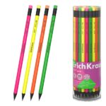 ErichKrause JOY Neon Matita di grafite con gomma - Miniera HB - Corpo rotondo - Plastica - Impugnatura ergonomica - Colori assortiti