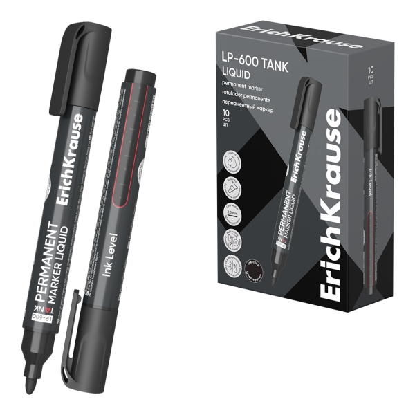 ErichKrause Liquid LP-600 Pennarello indelebile - Finestra trasparente - Punta conica - Larghezza tratto 2 ErichKrause Liquid LP-600 Pennarello indelebile - Finestra trasparente - Punta conica - Larghezza tratto 2