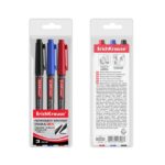 ErichKrause Double P-80 Confezione da 3 pennarelli indelebili - Punta a pallottola da 1,65 mm - Punta ad ago da 0,45 mm - Resistenti all'acqua e alla luce - Per diverse superfici - Corpo rotondo - Colori assortiti - immagine 4
