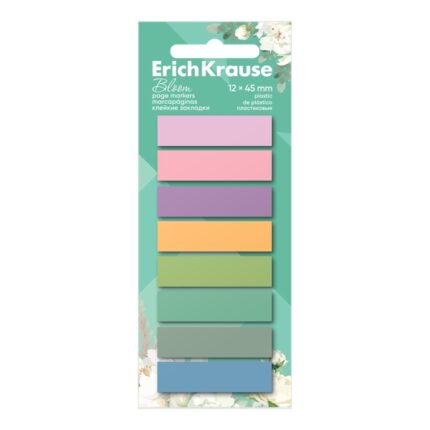 ErichKrause Pastel Bloom Confezione da 8 blocchi da 20 segnalibri - Riposizionabili - Plastica - 12x45 mm - Colori assortiti