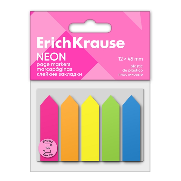 ErichKrause Neon Arrows - Confezione da 5 blocchi da 25 segnalibri - Riposizionabili - Plastica - 12x45 mm - Colori assortiti ErichKrause Neon Arrows - Confezione da 5 blocchi da 25 segnalibri - Riposizionabili - Plastica - 12x45 mm - Colori assortiti