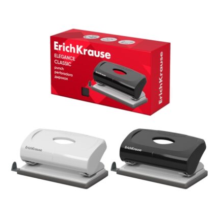 ErichKrause Elegance Classic Perforatrice per carta - Perforazione fino a 10 fogli - Barra di guida con indicatori di formato - Vassoio - Base in plastica antiscivolo - Colori assortiti
