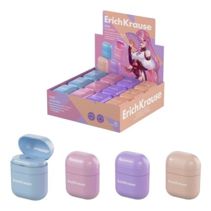 ErichKrause Case Manga Espositore con 24 temperamatite con contenitore - Plastica - Lama in acciaio al carbonio nichelata - Foro da 8 mm - Colori assortiti