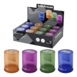 ErichKrause Ferro Container Plus Espositore con 12 temperamatite con contenitore - In metallo - 2 fori da 8 e 11 mm - Lama in acciaio al carbonio nichelata - Colori assortiti