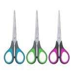 ErichKrause EasyCut+ Forbici da 19 cm - Impugnature in plastica e gomma antiscivolo - Doppia affilatura - Acciaio inossidabile - Ergonomiche - Colori assortiti - immagine 2