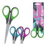 ErichKrause EasyCut+ Forbici da 17 cm - Impugnature in plastica e gomma antiscivolo - Doppia affilatura - Acciaio inossidabile - Colori assortiti