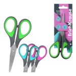 ErichKrause EasyCut+ Forbici da 15 cm - Impugnature in plastica e gomma antiscivolo - Doppia affilatura - Acciaio inossidabile - Colori assortiti