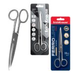 ErichKrause Ferro Forbici da 16 cm - Lame a forma di arco rinforzate - Realizzate interamente in acciaio - Ergonomiche - Colore argento
