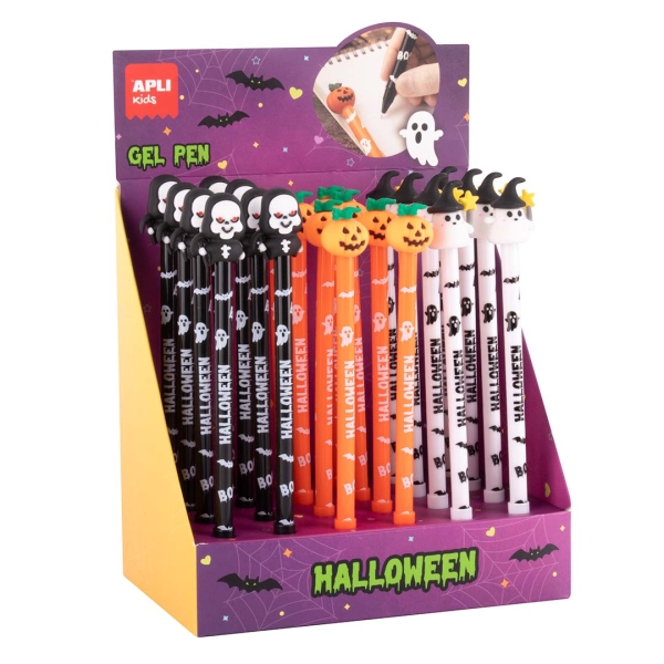 Espositore Apli Kids Halloween con 24 penne a inchiostro gel blu - 3 modelli diversi