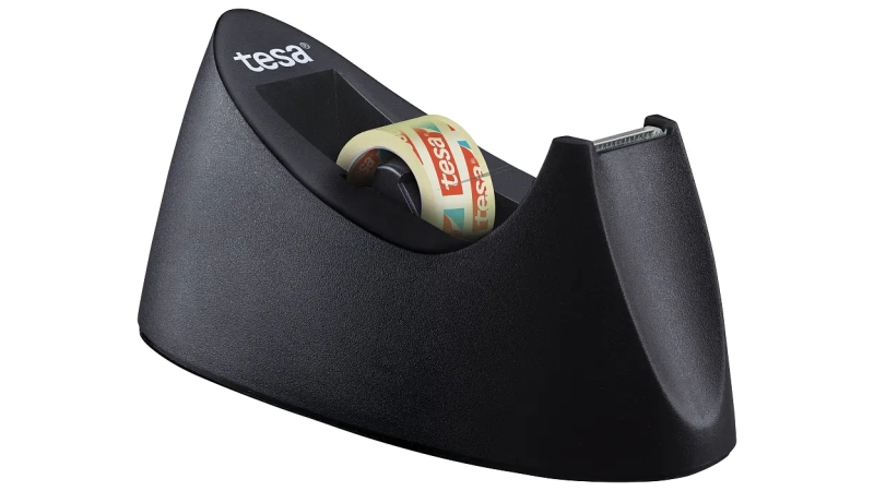 Tesa Curve Pack: dispenser per nastro adesivo + 1 rotolo di nastro da 19 mm x 10 m - Per nastri fino a 19 mm x 33 m - Colore: nero