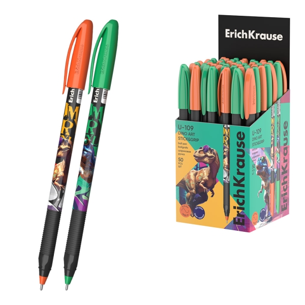 ErichKrause U-109 Stick and Grip Dino Art Penna a sfera con cappuccio - Modelli assortiti - Tratto da 0 ErichKrause U-109 Stick and Grip Dino Art Penna a sfera con cappuccio - Modelli assortiti - Tratto da 0