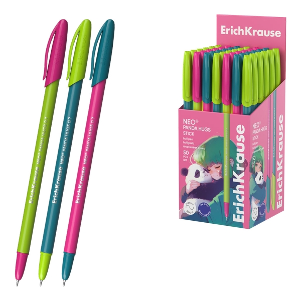 ErichKrause Neo Stick Panda Hugs Penna a sfera con cappuccio - Modelli assortiti - Spessore tratto 0