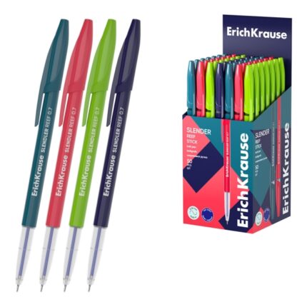 ErichKrause Slender Stick Reef Penna a sfera con cappuccio - Modelli assortiti - Spessore tratto 0