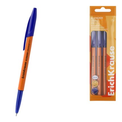 ErichKrause Slender Stick Orange Confezione da 4 penne a sfera con cappuccio - Punta a ago da 0