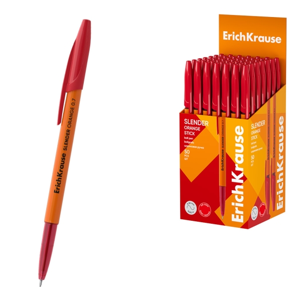 ErichKrause Slender Stick Orange Penna a sfera con cappuccio - Punta a ago da 0