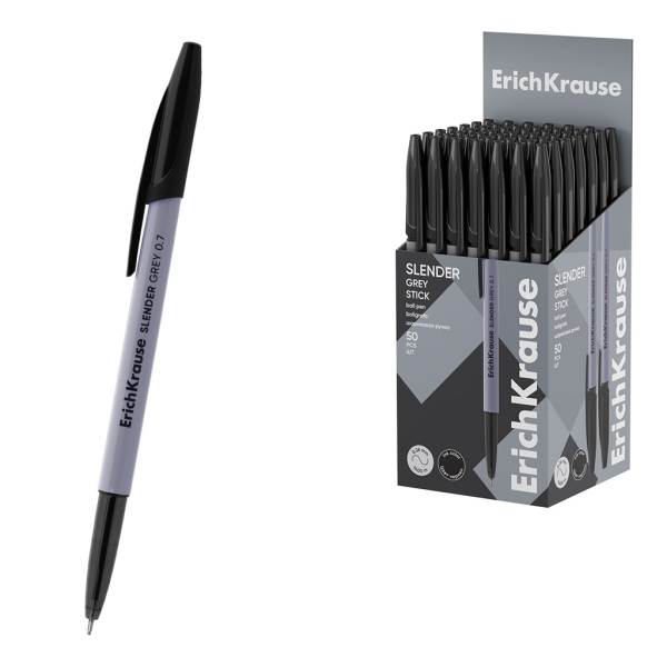 ErichKrause Slender Stick Grey Penna a sfera con cappuccio - Punta a ago da 0