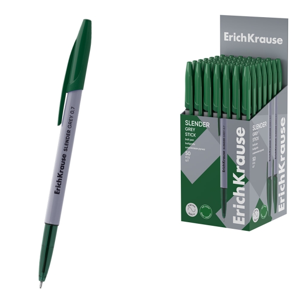 ErichKrause Slender Stick Grey Penna a sfera con cappuccio - Punta a ago da 0