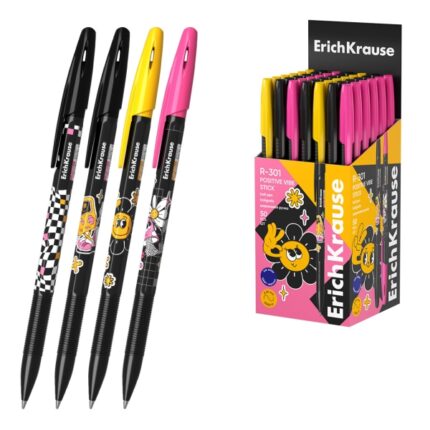 ErichKrause R-301 Stick Positive Vibe Penna a sfera con cappuccio - Modelli assortiti - Spessore tratto 0