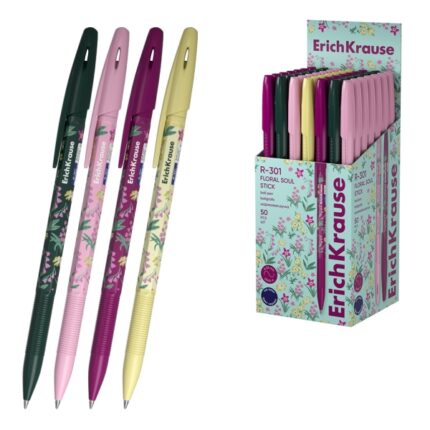 ErichKrause R-301 Stick Floral Soul Penna a sfera con cappuccio - Modelli assortiti - Tratto da 0