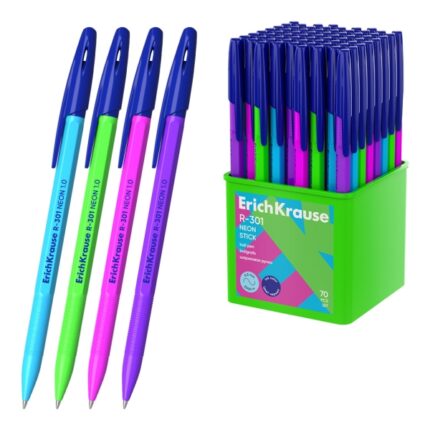 ErichKrause R-301 Stick Neon Penna a sfera con cappuccio - Modelli assortiti - Spessore tratto 0