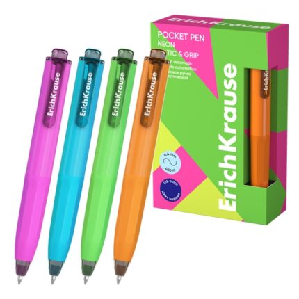 ErichKrause Pocket Pen Matic and Grip Neon Penna a scatto - Modelli con corpo in diverse varianti - Tratto da 0