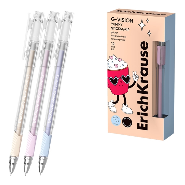 ErichKrause G-Vision Stick and Grip Yummy Penna a sfera con cappuccio - Modelli assortiti - Spessore tratto 0